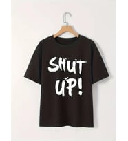 Baskılı Oversize Bisiklet Yaka T-shirt - Siyah