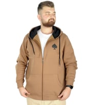 Mode XL Erkek Sweat Kapşonlu Fermuarlı 22539 Sütlü Kahve
