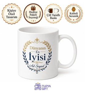 İsme Özel Dünyanın En İyisi Yazılı Kupa Bardak Özel Tasarım Hediye