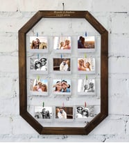 BK Gift Kişiye Özel 12 Fotoğraflı Doğal Ahşap Sekizgen Fotoğraf Çerçevesi 46x66cm