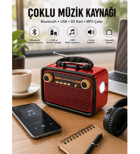 Nostaljik Radyo Bluetooth Bağlantılı Müzik Kutusu Ahşap