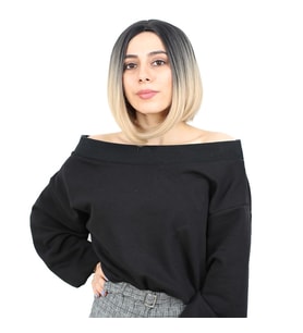 Kahkülsüz Düz Kısa Fiber Sen Peruk / Siyah / Balköpüğü Ombreli