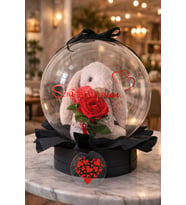Sevgiliye özel peluş Bobo balon (Ekru-Siyah)