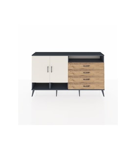 Arges Konsol 5 Raflı 4 Çekmeceli 2 Kapaklı 176x30x99 Antrasit-Aytaşı/Çam