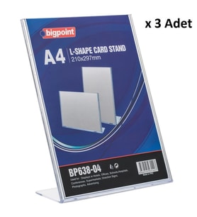 Bigpoint Kart Standı Dikey A4 x 3 Adet