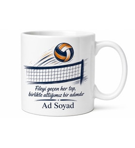 Voleybol Filesi Top Çizimli Smaçör Kupası Takım Ruhu Hediye Bardak