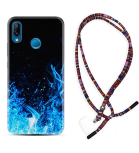Huawei P20 Lite Mate 10 20 Lite Pro P40 Lite KılıfBoyun Asklı Rasta Silikon Blue Fire 1678