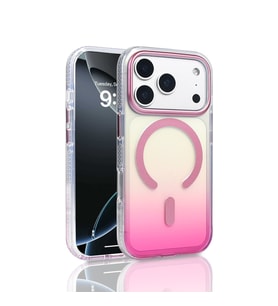 Apple iPhone 17 Pro Uyumlu Kılıf M-safe Şarj Özellikli Transparan Renk Geçişli Zore Toros Kapak (Rose)