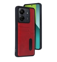 Xiaomi Redmi 13c Kılıf Sara Kartvizitli Deri Kılıf - Kırmızı
