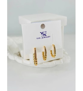Zirkon Taşlı Üçlü Kombin Küpe - Kp00373