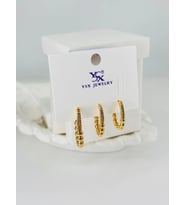 Zirkon Taşlı Üçlü Kombin Küpe - Kp00373