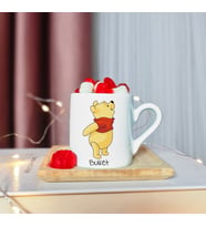 Winnie The Pooh Tasarımlı Ahşap Tabaklı Kişiye Özel Türk Kahvesi Fincanı