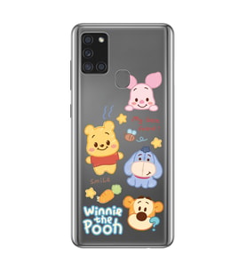 Samsung Galaxy A21S Uyumlu Winnie The Pooh Tasarımlı Şeffaf Telefon Kılıfı
