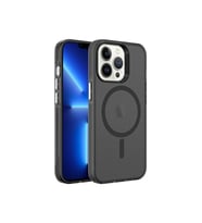 Apple iPhone 13 Pro Max Uyumlu Kılıf Zore M-safe Şarj Özellikli Buzlu Transparan C-Pro Sert Kapak (Siyah)