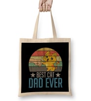 Best Cat Dad Ever Funny Cat Daddy Father Day Vintage 05 Bez Çanta Uzun Saplı