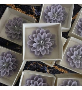15 Adet Kraft Kutulu Lotus Çiçeği Mum, Hediyelik, Nişan, Düğün, Sünnet, Söz, Kına, Doğum Günü