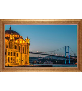 Çerçeveli Paspartulu Manzara Tablo bm1752 (Gold)