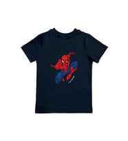 Spiderman baskılı örümcek adam pamuklu penye kumaş yazlık çocuk tişört (Siyah)