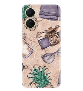 Vivo Y16 Kılıf Resimli Desenli Baskılı Silikon Ananas Camera Glass 1357