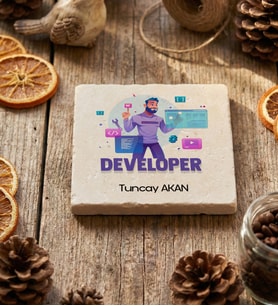 Kişiye Özel Developer Bardak Altlığı Mühendisler Günü Hediyesi (Krem)