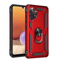 Samsung Galaxy A32 4G Uyumlu Kılıf Standlı Manyetik Yüzüklü Military Magnetic Ring Polycarbonate and TPU Case (Kırmızı)