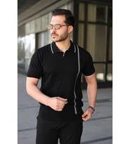 Erkek Çizgi Detaylı Yakalı Triko Tişört