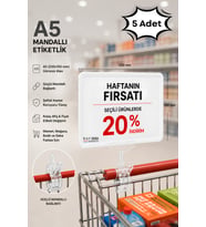 5 Adet - A5 Mandallı Etiketlik Fiyatlık Sepet Raf Askılık Fiyat Etiketi Çerçeveli Market Mağaza