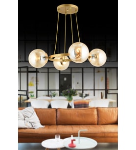 Eskitme  4 Lü Halka Bal Glop Camlı Modern Avize