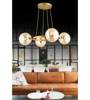 Eskitme  4 Lü Halka Bal Glop Camlı Modern Avize