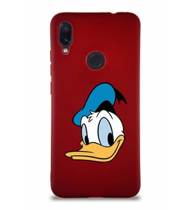 Xiaomi Redmi Note 7 Pro Soft Premier Kapak Donald Duck-B Tasarımlı Silikon Kılıf - Mürdüm (Şeffaf)