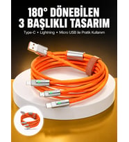 120w 3 İn 1 Uyumlu Silikon Şarj Kablosu Hızlı Şarj Kablosu