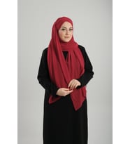 Kırmızı Pratik Hazır Geçmeli Bone Şal Şifon Kendinden Boneli İki Bantlı 1452_31