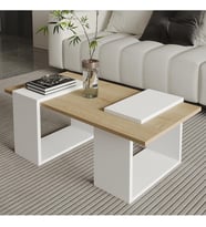 Matris Modern Orta Sehpa – Geometrik Tasarım ve Şık Detaylar (Beyaz)