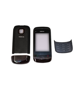 Nokia C2-06 Kapak Nokia C2-06 uyumlu Siyah ön Kapak Arka Kapak Tuş Takımı
