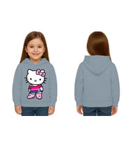 Unisex hello kity  Baskılı Çocuk Swaetshirt  Baskılı Kapüşonlu 3 İplik Şardonlu (Mavi)