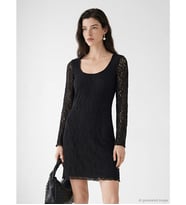 LCW Comfort Siyah U Yaka Dantelli Mini Elbise