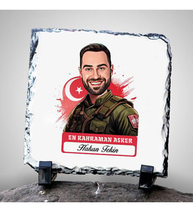 Kişiye Özel Hediye Karikatürlü En Kahraman Asker Dekoratif Taş