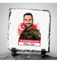 Kişiye Özel Hediye Karikatürlü En Kahraman Asker Dekoratif Taş