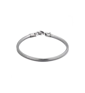 316L Paslanmaz 3 mm. 21 cm. Gri Çelik Erkek Bileklik