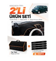 MERCEDES VITO W638 (1996-2003) Uyumlu Torpido Örtüsü + Tay Tüyü Bagaj Çantası + Sticker Seti - Siyah Kahverengi