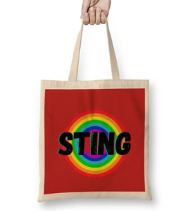 Sting- Vintage Retro Rainbow Style Warriors Design Wrestlers-Gift Bez Çanta Uzun Saplı