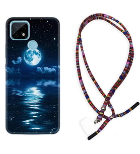 Realme C11 C21 C21Y C25Y C11 2021 Kılıf Boyun Asklı Rasta Silikon Night Moon 1133