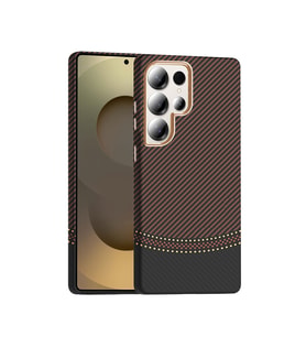 Samsung Galaxy S25 Ultra Uyumlu Kılıf M-safe Şarj Özellikli Karbon Fiber Görünümlü Zore Gros Kapak (Siyah-Pembe)