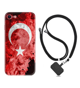 Apple iPhone 5 6 7 8 Plus Se XR Kılıf Boyun Askılı Silikon Şanlı Türk Bayrağı 3 1395