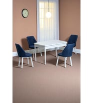 Florn Beyaz 80 x 132 Açılabilen MDF Masa Metal Ayaklı Mutfak Masası Takımı 4 Lacivert Sandalye