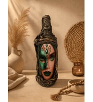 El Yapımı Dekoratif Cam Obje – Vintage Yeşil Mask Temalı Sanatsal Ev ve Ofis Dekorasyonu 32cm