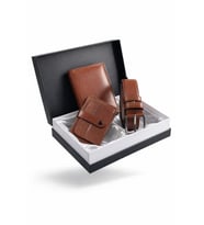 Özel Grande Lüks Premium Serisi Damat Çeyiz Dikey Classic Cüzdan Kemer ve Kartlık Çeyiz Kutulu Seti