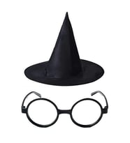 Harry Potter Büyücü Şapkası Ve Harry Potter Büyücü Gözlüğü Siyah Renk