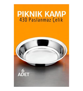 Paslanmaz Çelik Tabak Seti Kamp Piknik Tabağı 6 ADET 721502