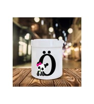 Beyaz Panda Desenli Ö Harfi Baskılı Seramik Şık Küllük